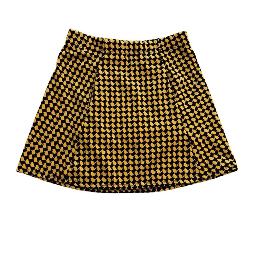 Jolie & Joy Skater Skirt Yellow & Black Checkered Print Size Small
